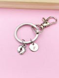 Silver Baby Footprint Charm Keychain, Baby Feet Jewelry Gift, N5751D