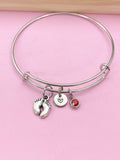 Silver Baby Footprint Charm Bracelet, Baby Feet Jewelry Gift, N5751E
