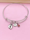Silver Baby Footprint Charm Bracelet, Baby Feet Jewelry Gift, N5751E