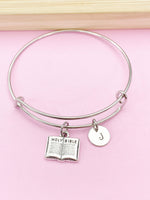 Silver Holy Bible Charm Bracelet, Holy Bible Jewelry Gift, N5752C