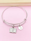 Silver Holy Bible Charm Bracelet, Holy Bible Jewelry Gift, N5752C