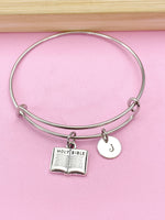 Silver Holy Bible Charm Bracelet, Holy Bible Jewelry Gift, N5752C