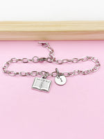 Silver Holy Bible Charm Bracelet, Holy Bible Jewelry Gift, N5752E