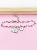 Silver Holy Bible Charm Bracelet, Holy Bible Jewelry Gift, N5752E