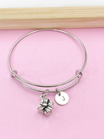 Silver Present Gift Box Charm Bracelet, Present Gift Box Jewelry Gift, N5753A