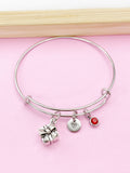 Silver Present Gift Box Charm Bracelet, Present Gift Box Jewelry Gift, N5753B