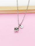 Silver Present Gift Box Charm Necklace, Present Gift Box Jewelry Gift, N5753C