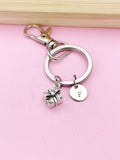 Silver Present Gift Box Charm Keychain, Present Gift Box Jewelry Gift, N5753D