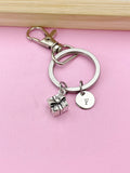 Silver Present Gift Box Charm Keychain, Present Gift Box Jewelry Gift, N5753D