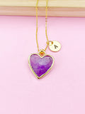 Gold Amethyst Heart Charm Necklace, N5413