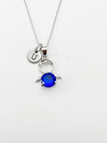 Silver Guardian Angel Charm Necklace, Blue Sapphire, N2335C