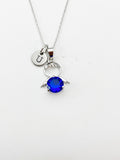 Silver Guardian Angel Charm Necklace, Blue Sapphire, N2335C