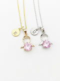 Silver or Gold Guardian Angel Charm Necklace, Pink, N2335D
