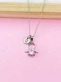 Silver Guardian Angel Charm Necklace, Pink, N2335DD