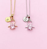 Silver or Gold Guardian Angel Charm Necklace, Pink, N2335D