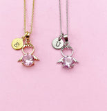 Silver or Gold Guardian Angel Charm Necklace, Pink, N2335D