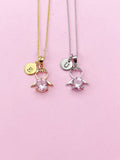 Silver or Gold Guardian Angel Charm Necklace, Pink, N2335D