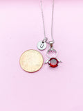 Silver Guardian Angel Charm Necklace, Red Garnet, N2335E
