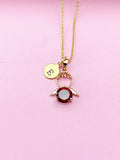 Gold Guardian Angel Charm Necklace, Red Garnet, N2335EE