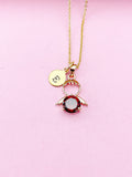 Gold Guardian Angel Charm Necklace, Red Garnet, N2335EE