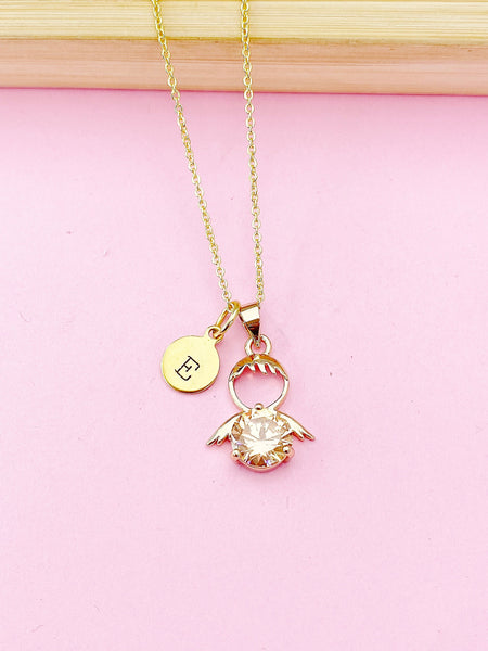 Gold Guardian Angel Charm Necklace, N2335F