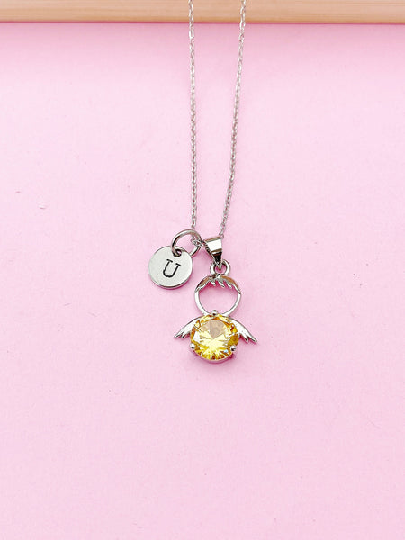 Silver Guardian Angel Charm Necklace, N2335G