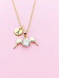 Gold Guardian Angel Wings Charm Necklace, N5754B