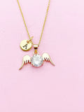Gold Guardian Angel Wings Charm Necklace, N5754B