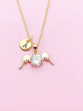 Gold Guardian Angel Wings Charm Necklace, N5754B