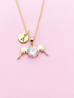 Gold Guardian Angel Wings Charm Necklace, N5754B