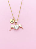 Gold Guardian Angel Wings Charm Necklace, N5754B