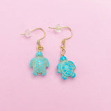 Gold Sea Turtle Charm Earrings, N5710