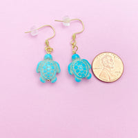 Gold Sea Turtle Charm Earrings, N5710