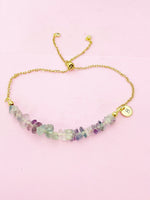 Gold Fluorite Bolo Bracelet, Gemstone Jewelry, N4277E