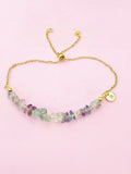 Gold Fluorite Bolo Bracelet, Gemstone Jewelry, N4277E