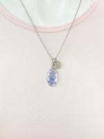 Silver Forget Me Not Charm Necklace, Gold in Option, N5558