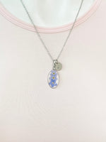 Silver Forget Me Not Charm Necklace, Gold in Option, N5558