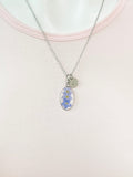 Silver Forget Me Not Charm Necklace, Gold in Option, N5558