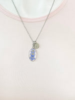 Silver Forget Me Not Charm Necklace, Gold in Option, N5558