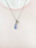 Silver Forget Me Not Charm Necklace, Gold in Option, N5558