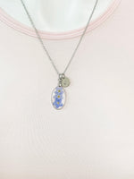 Silver Forget Me Not Charm Necklace, Gold in Option, N5558
