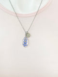 Silver Forget Me Not Charm Necklace, Gold in Option, N5558