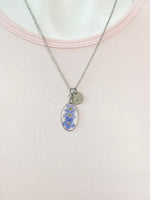 Silver Forget Me Not Charm Necklace, Gold in Option, N5558