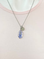 Silver Forget Me Not Charm Necklace, Gold in Option, N5558