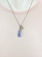 Silver Forget Me Not Charm Necklace, Gold in Option, N5558