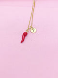 Gold Red Chili Charm Necklace, N1697A