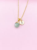 Gold Green Aventurine Charm Necklace, Gemstone Jewelry, N5711