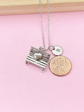 Silver Heart Park Bench Necklace, Heart sit on the Bench, Chair Charm, N2604