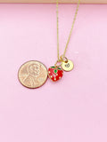 Gold Strawberry Charm Necklace, N5789