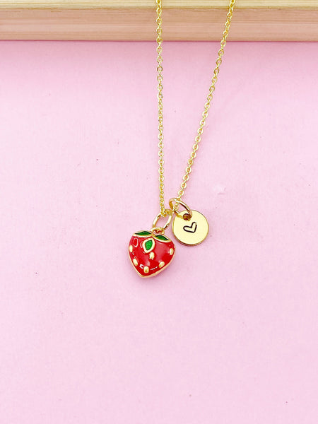 Gold Strawberry Charm Necklace, N5789
